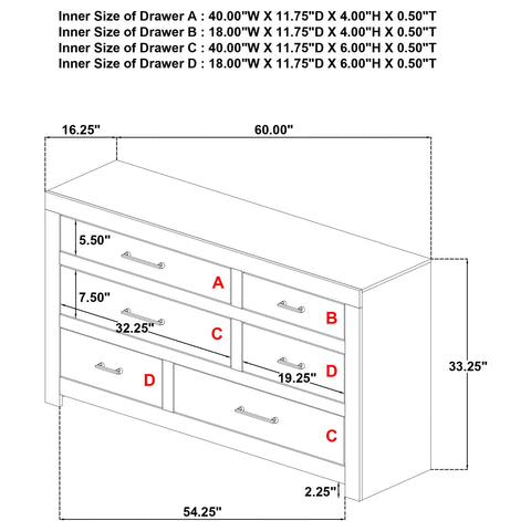 Eddy 6-drawer Bedroom Dresser Storage Cabinet Light Oak