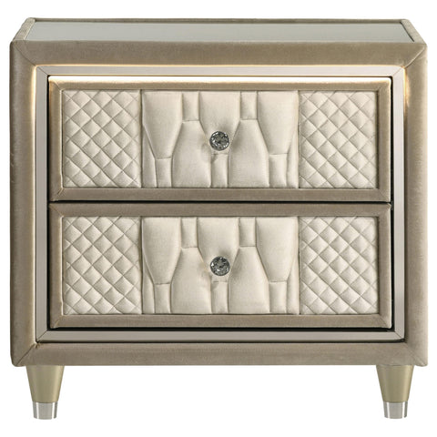 Deiter 2-drawer LED Nightstand with USB Ivory and Camel