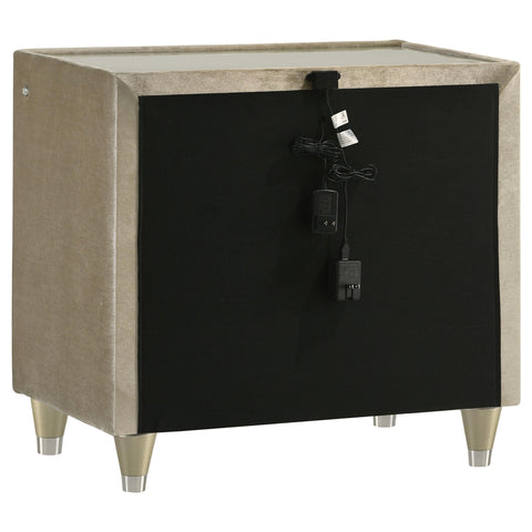 Deiter 2-drawer LED Nightstand with USB Ivory and Camel
