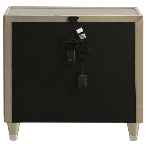Deiter 2-drawer LED Nightstand with USB Ivory and Camel