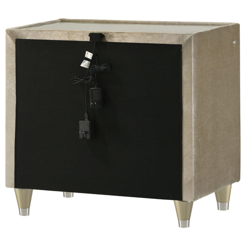 Deiter 2-drawer LED Nightstand with USB Ivory and Camel