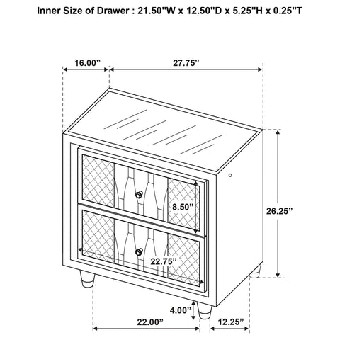 Deiter 2-drawer LED Nightstand with USB Ivory and Camel