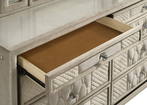 Deiter 8-drawer LED Bedroom Dresser Cabinet Ivory and Camel