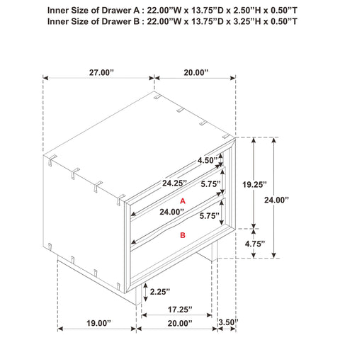 Carey 2-drawer Nightstand
