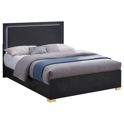 Pamela Wood Eastern King LED Panel Bed BlackBlack