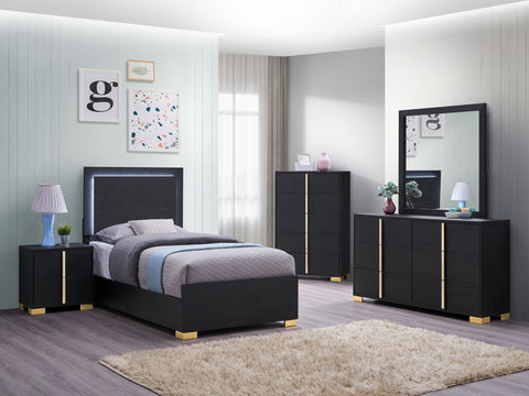 Pamela 5-piece Twin Bedroom Set BlackBlack