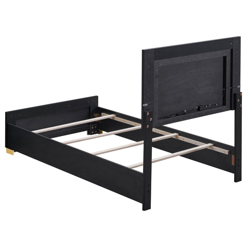 Pamela Wood Twin LED Panel Bed BlackBlack