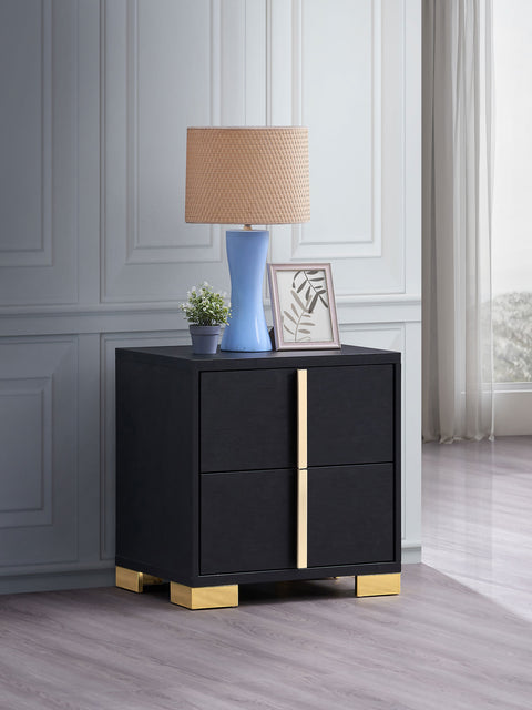 Pamela 2-drawer Nightstand BlackBlack