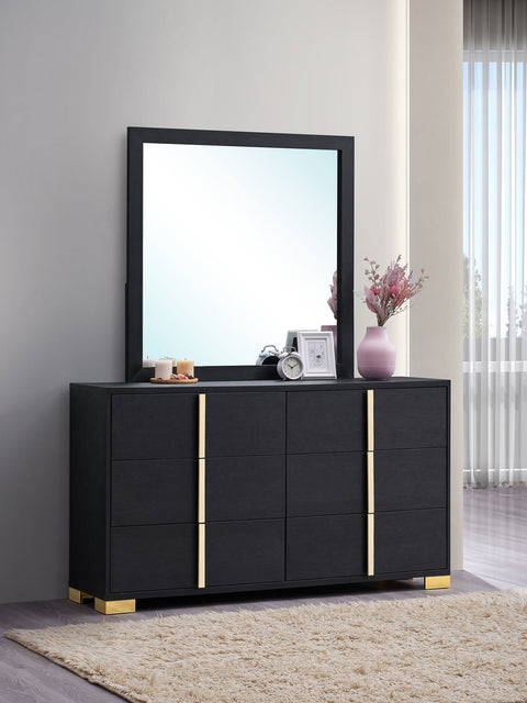 Pamela 6-drawer Dresser with Mirror BlackBlack