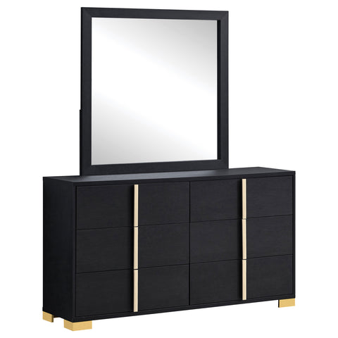 Pamela 6-drawer Dresser with Mirror BlackBlack