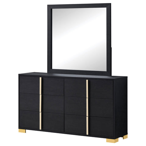 Pamela 6-drawer Dresser with Mirror BlackBlack