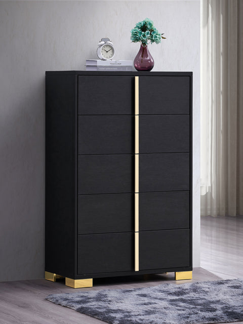 Pamela 5-drawer Bedroom Chest BlackBlack