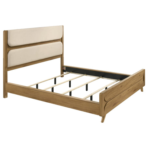 Sweeney California King Upholstered 4-Piece Modern Bedroom Set Light Oak