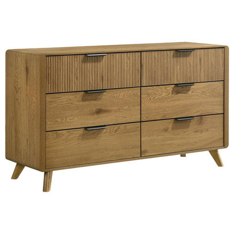 Sweeney Queen Upholstered 5-Piece Mid-Century Bedroom Set Light Oak