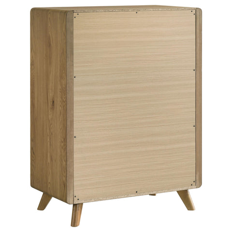 Sweeney Queen Upholstered 5-Piece Mid-Century Bedroom Set Light Oak