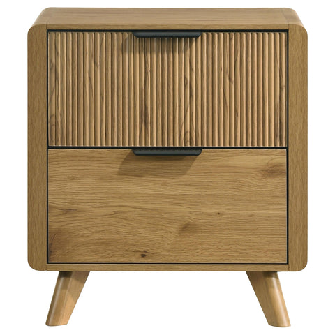 Sweeney Mid-Century 2-Drawer Rubberwood Nightstand Light Oak