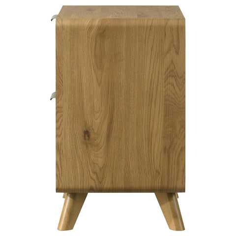 Sweeney Mid-Century 2-Drawer Rubberwood Nightstand Light Oak