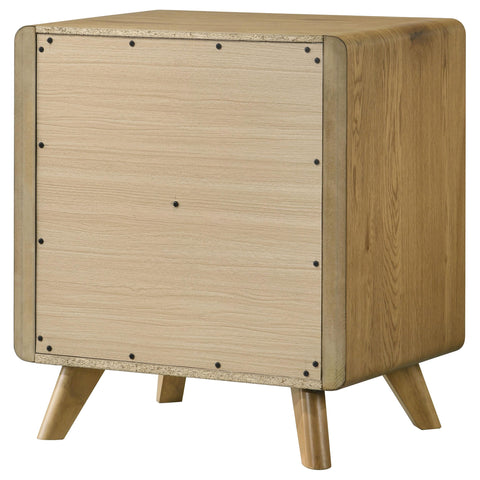 Sweeney Mid-Century 2-Drawer Rubberwood Nightstand Light Oak