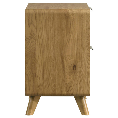 Sweeney Mid-Century 2-Drawer Rubberwood Nightstand Light Oak