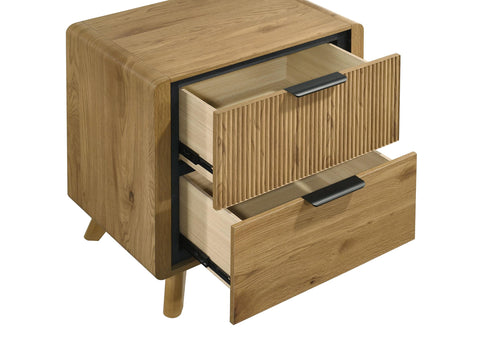 Sweeney Mid-Century 2-Drawer Rubberwood Nightstand Light Oak