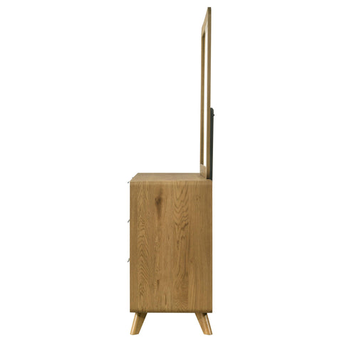 Sweeney Mid-Century 2-Piece 6-Drawer Dresser and Mirror Light Oak