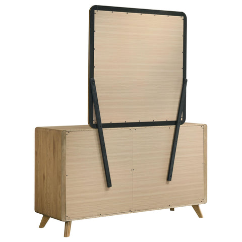 Sweeney Mid-Century 2-Piece 6-Drawer Dresser and Mirror Light Oak
