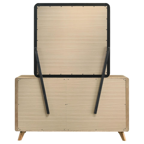 Sweeney Mid-Century 2-Piece 6-Drawer Dresser and Mirror Light Oak