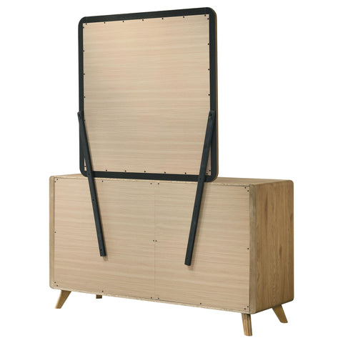 Sweeney Mid-Century 2-Piece 6-Drawer Dresser and Mirror Light Oak