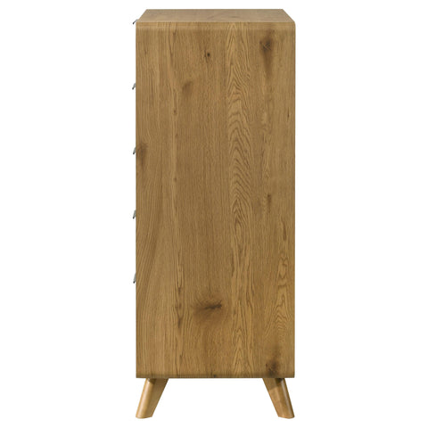 Sweeney Mid-Century 5-Drawer Rubberwood Chest Light Oak