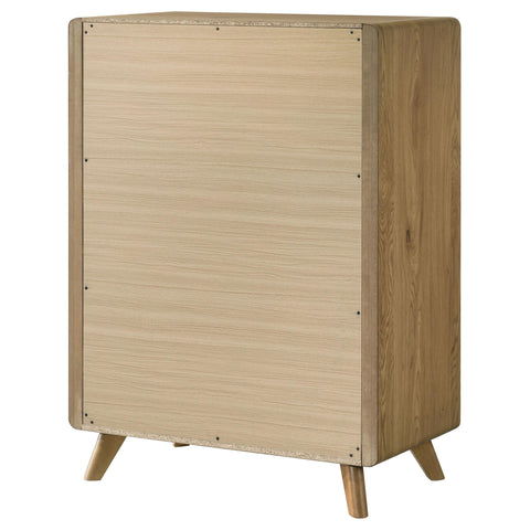 Sweeney Mid-Century 5-Drawer Rubberwood Chest Light Oak