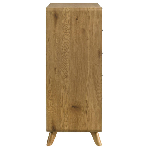 Sweeney Mid-Century 5-Drawer Rubberwood Chest Light Oak