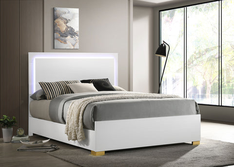 Pamela Wood Full LED Panel Bed WhiteWhite