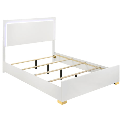 Pamela Wood Eastern King LED Panel Bed WhiteWhite