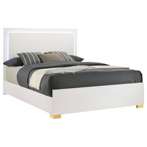 Pamela Wood Eastern King LED Panel Bed WhiteWhite