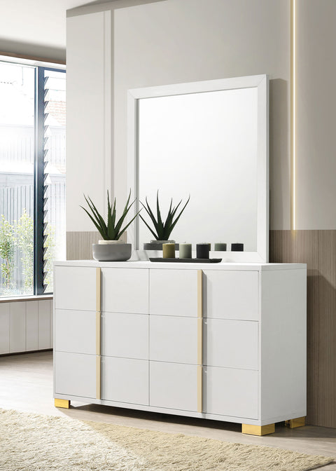Pamela 6-drawer Dresser with Mirror WhiteWhite