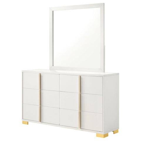 Pamela 6-drawer Dresser with Mirror WhiteWhite