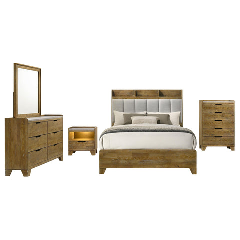 Lindenton 5-piece Eastern King Bedroom Set Medium Oak