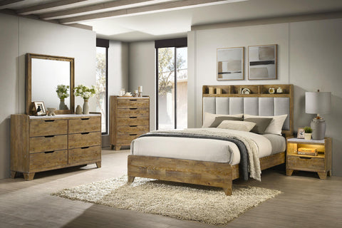Lindenton 57-inch Eastern King Bookcase Panel Bed Medium Oak