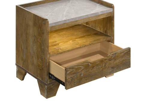 Lindenton 1-drawer LED Nightstand Bedside Table Medium Oak