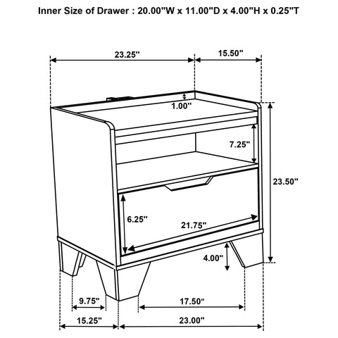 Lindenton 1-drawer LED Nightstand Bedside Table Medium Oak