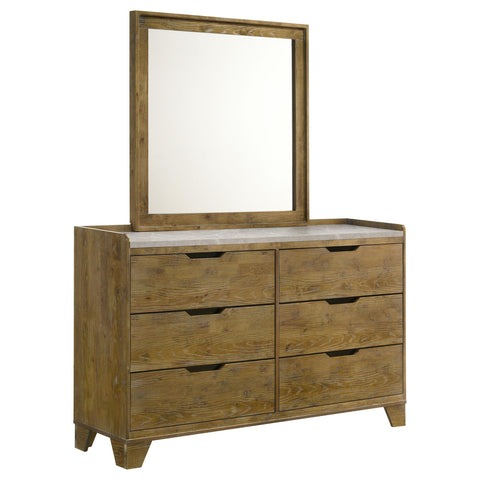 Lindenton 6-drawer Bedroom Dresser with Mirror Medium Oak