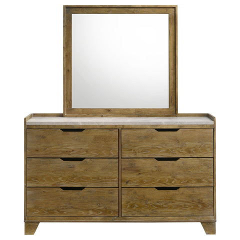 Lindenton 6-drawer Bedroom Dresser with Mirror Medium Oak
