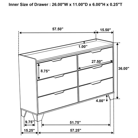 Lindenton 6-drawer Bedroom Dresser Cabinet Medium Oak