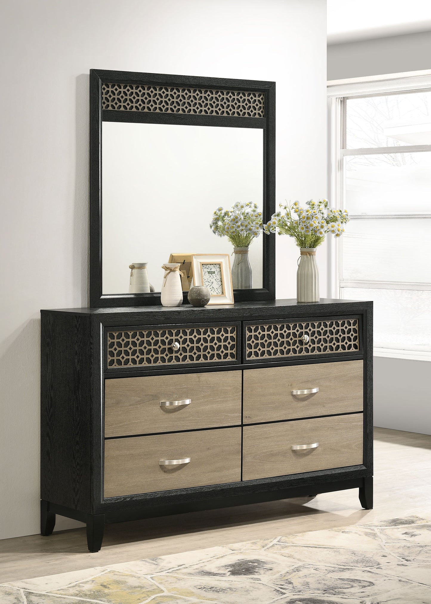 kinkaid 6-drawer dresser with mirror blackblack