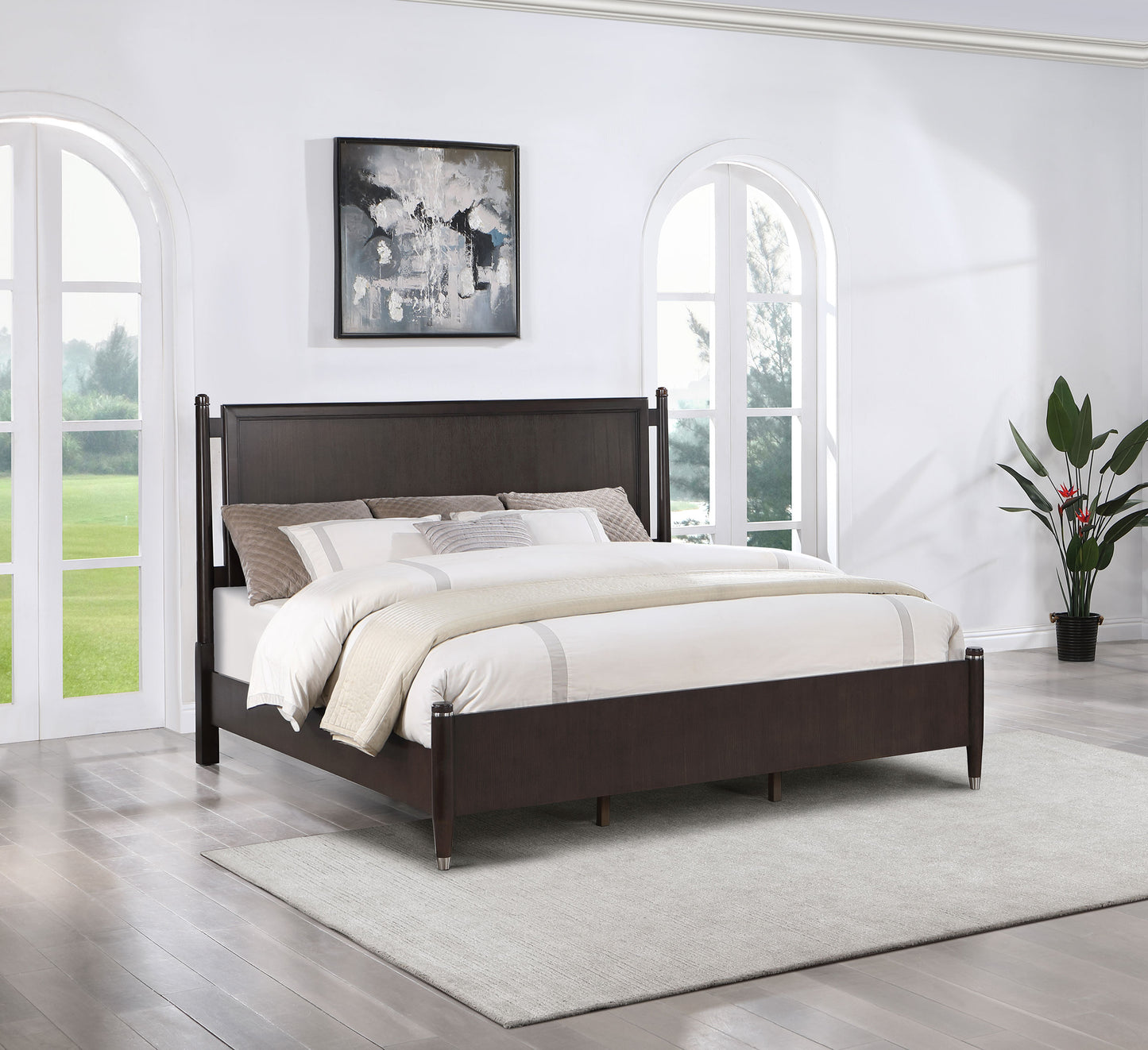 janelle wood eastern king poster bed brown