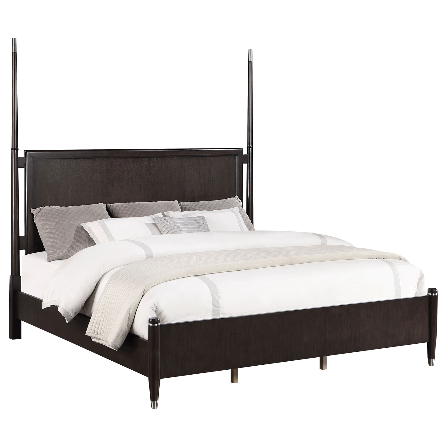 janelle wood eastern king poster bed brown