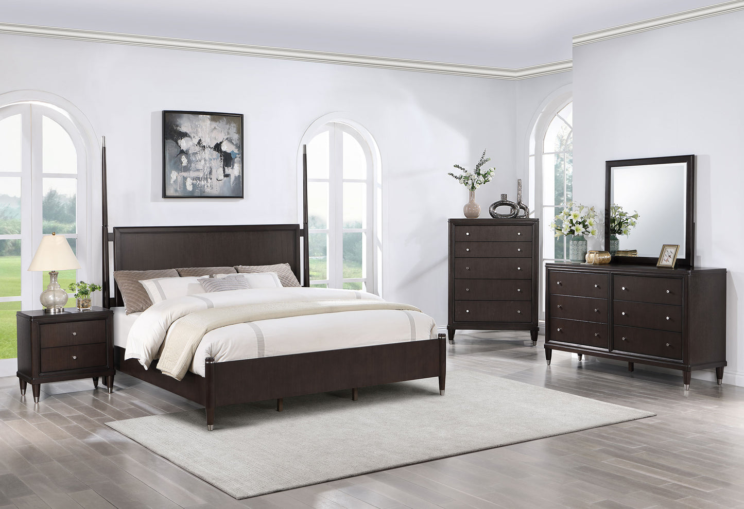 janelle wood eastern king poster bed brown