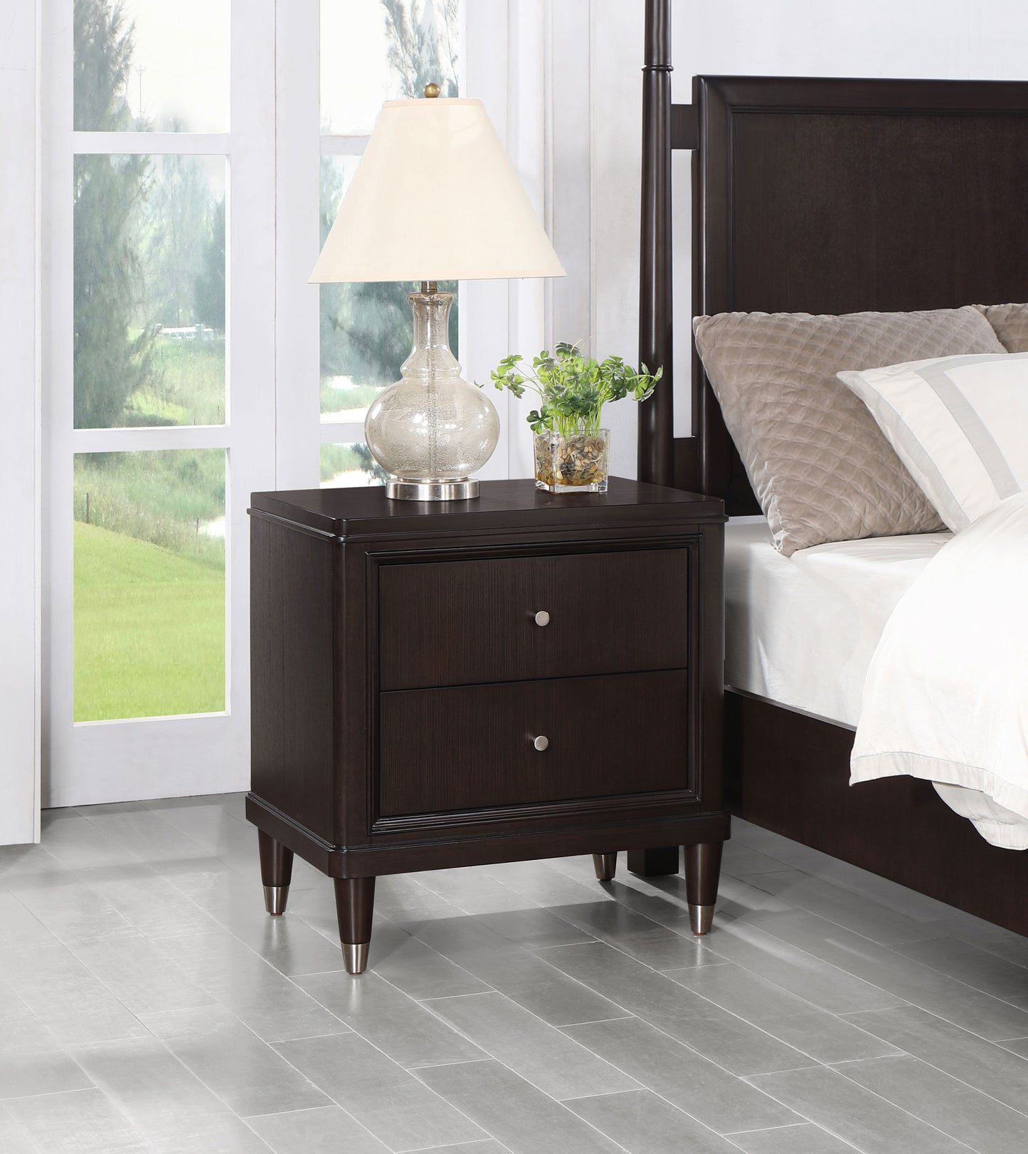 janelle 2-drawer nightstand brown