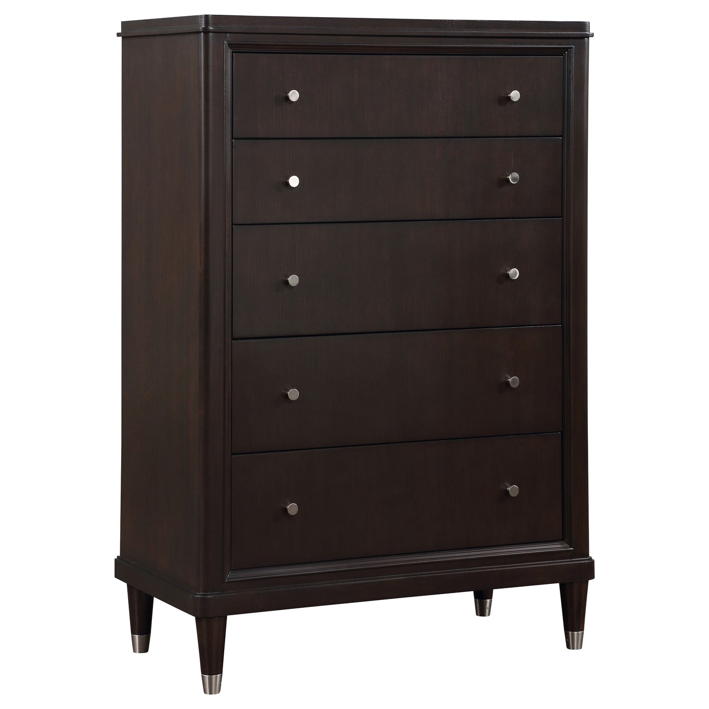 janelle 5-drawer bedroom chest brown