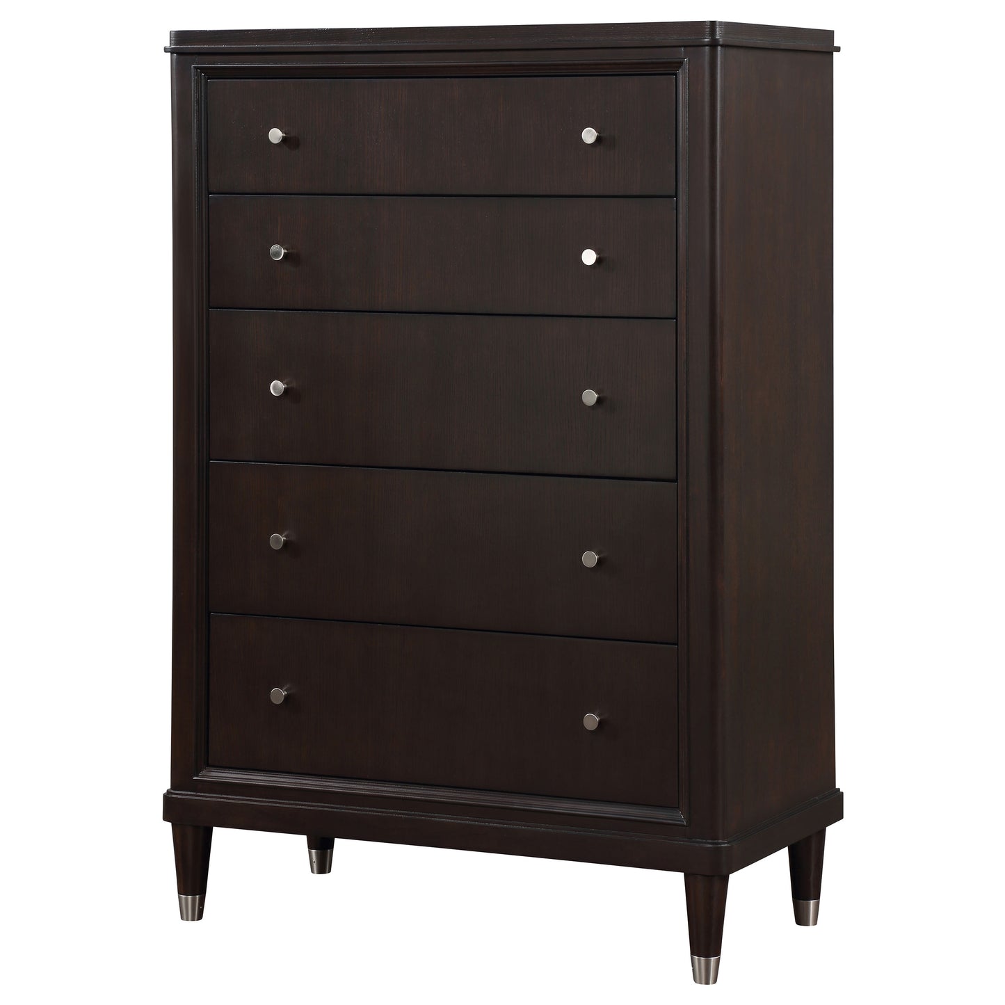 janelle 5-drawer bedroom chest brown